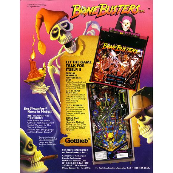 Bonebusters Inc Pinball FLYER Original 1989 NOS Art Vintage Horror Halloween - Picture 2 of 2